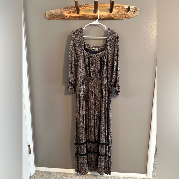 NATURAL LIFE DITZY FLORAL SQUARE NECK COTTAGECORE BOHO MAXI DRESS SIZE MEDIUM - Picture 8 of 11